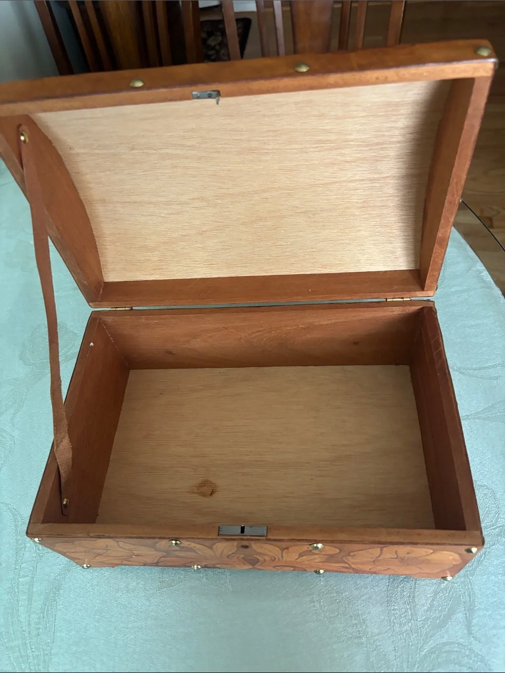 Floral Embossed Leather Jewelry Storage Box - Brown